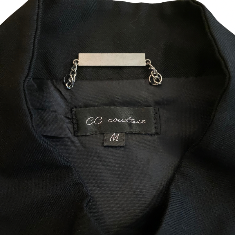 Mod Black Button-Down A-Line Dress (M)