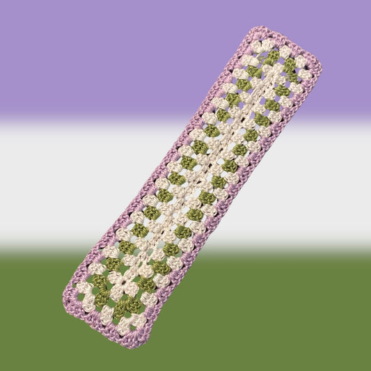 Genderqueer Pride Micro-Crocheted Cotton Bookmark