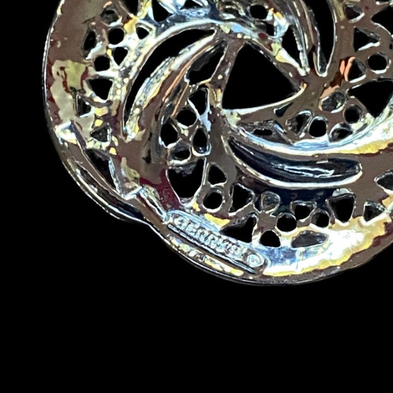 Vintage Open Work Silver Swirl Brooch