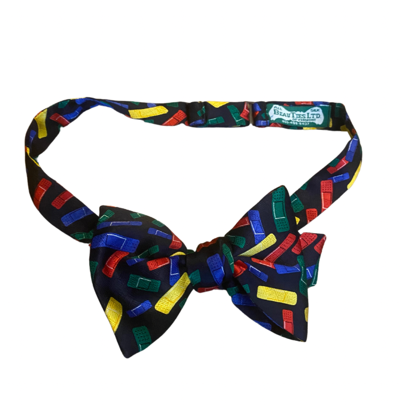 “Make it Better” Colorful Bandaids Silk Self-Tie Bow Tie