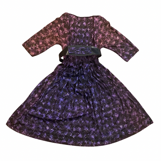 Vintage Ombré Purple Crosshatch Pattern Dress with Matching Belt (XS/S)