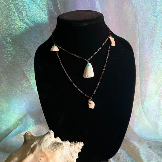 “Float On” | Layered Shell Bead Charm Necklace
