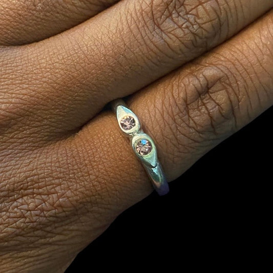 Vintage Pink Moissanite Teardrop Sterling Silver Ring (9)