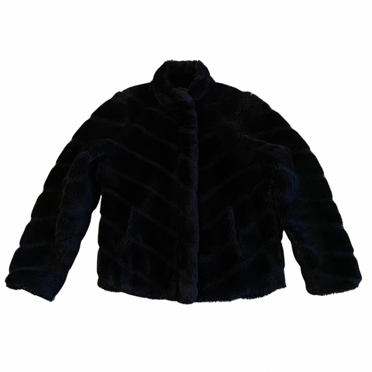 Vintage Black Quilted Faux Fur Jacket (M)