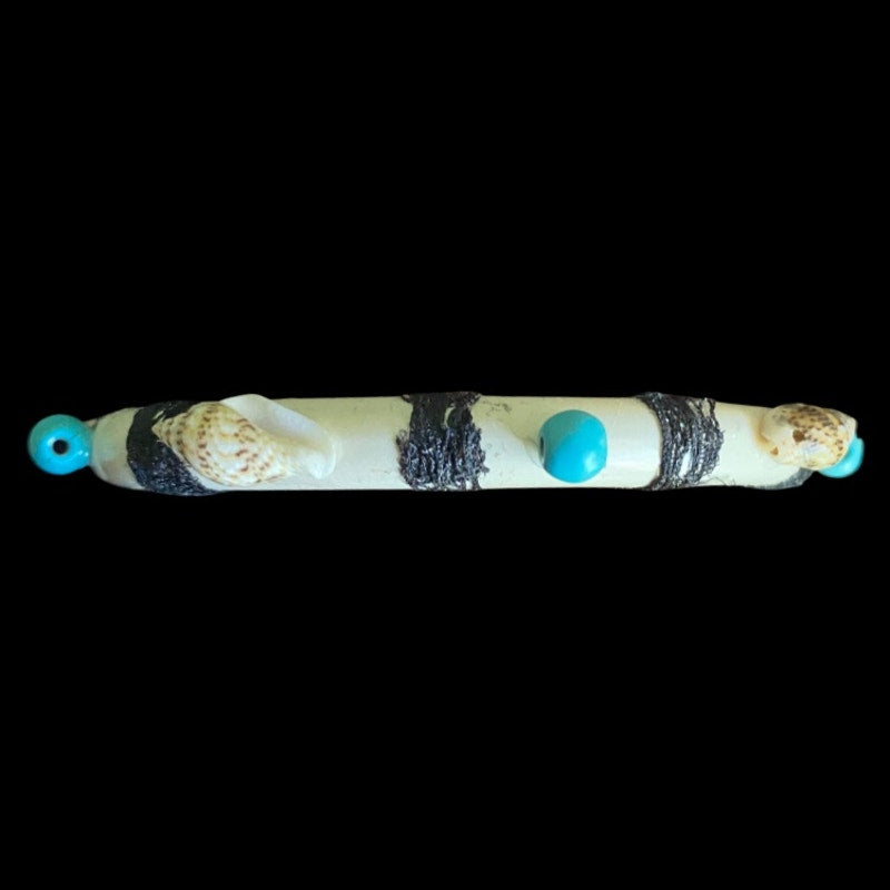 Black Lace Striped Shell & Mock Turquoise Studded Bangle