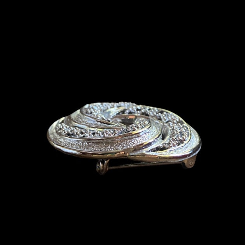Vintage Open Work Silver Swirl Brooch