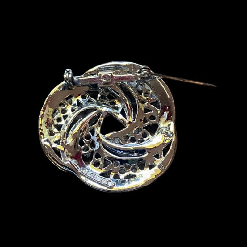 Vintage Open Work Silver Swirl Brooch