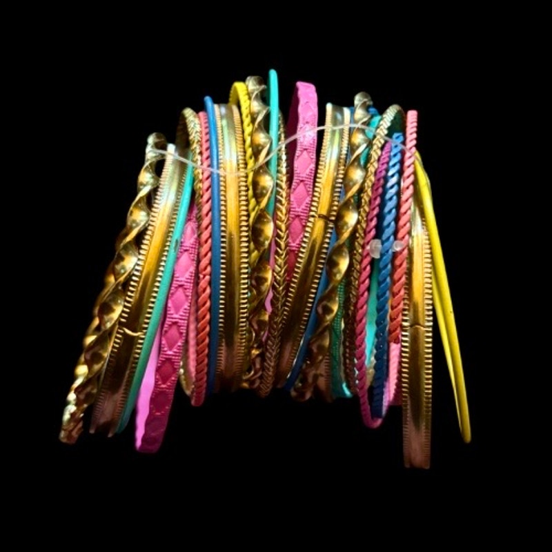 NWT Gold/ Pink/ Blue/ Turquoise Toned Metal Bangle Bracelet Set (24 Bangles)