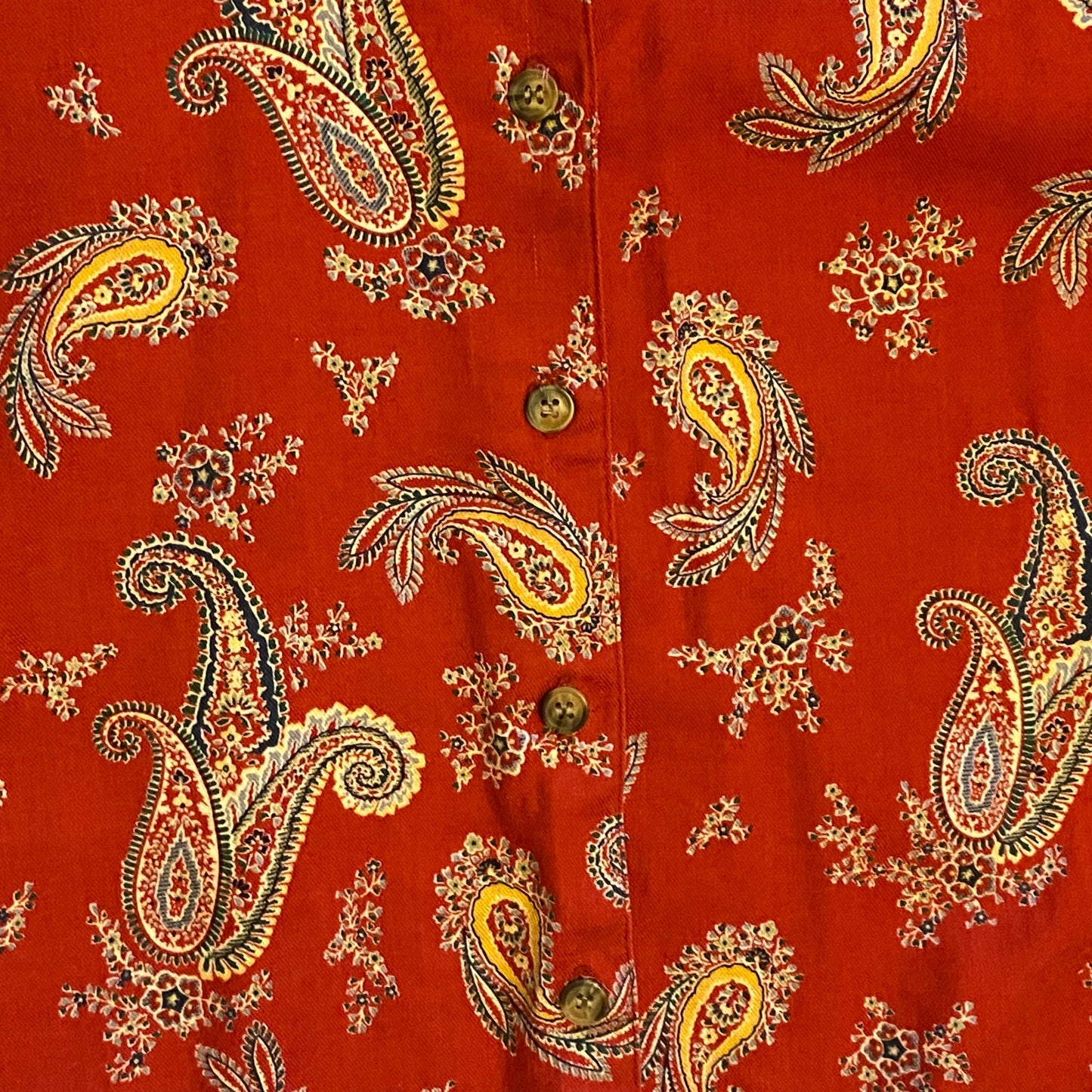 Vintage Talbots Red Paisley Cotton Button Down Shirt (Petite Medium)