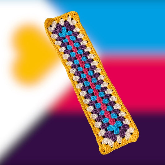 Polyamory Pride Micro-Crocheted Cotton Bookmark