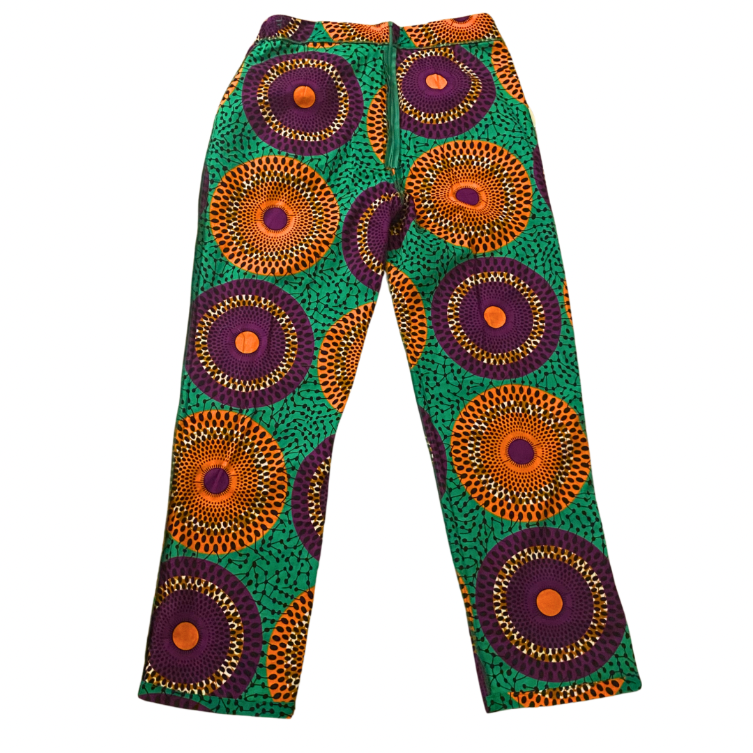 Unisex Green/Orange/Purple Ankara Print Matching Set (M)