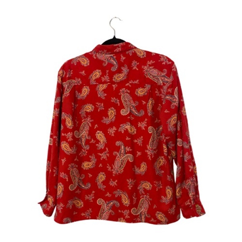 Vintage Talbots Red Paisley Cotton Button Down Shirt (Petite Medium)