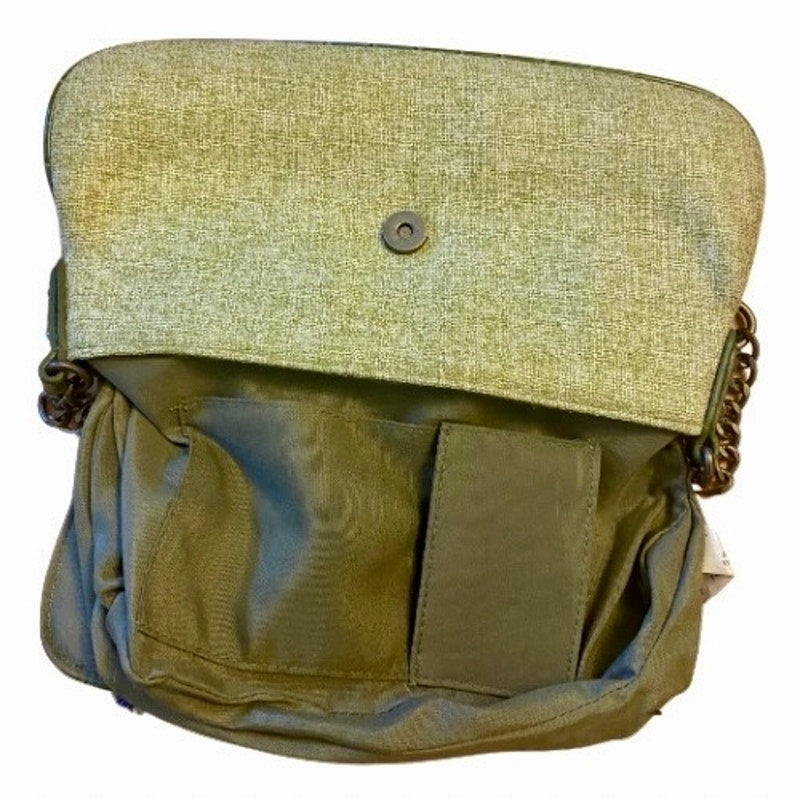 Y2K Green & Purple Flower Accent Shoulder Bag with Faux Alligator Chain Strap