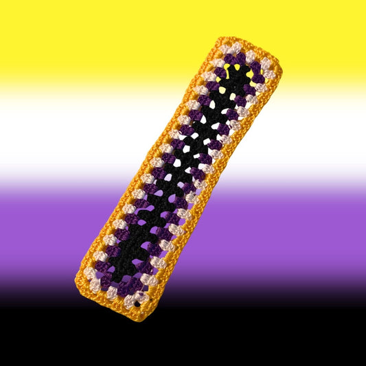 Nonbinary Pride Micro-Crocheted Cotton Bookmark