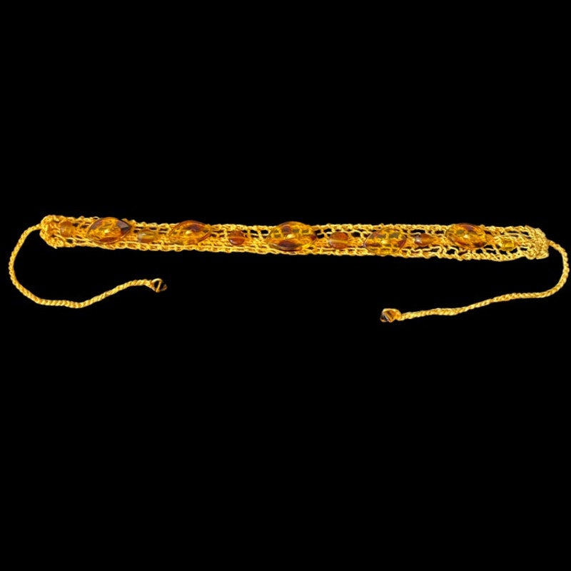 Lemon Yellow Button Embellished Handknit Cotton Choker Necklace