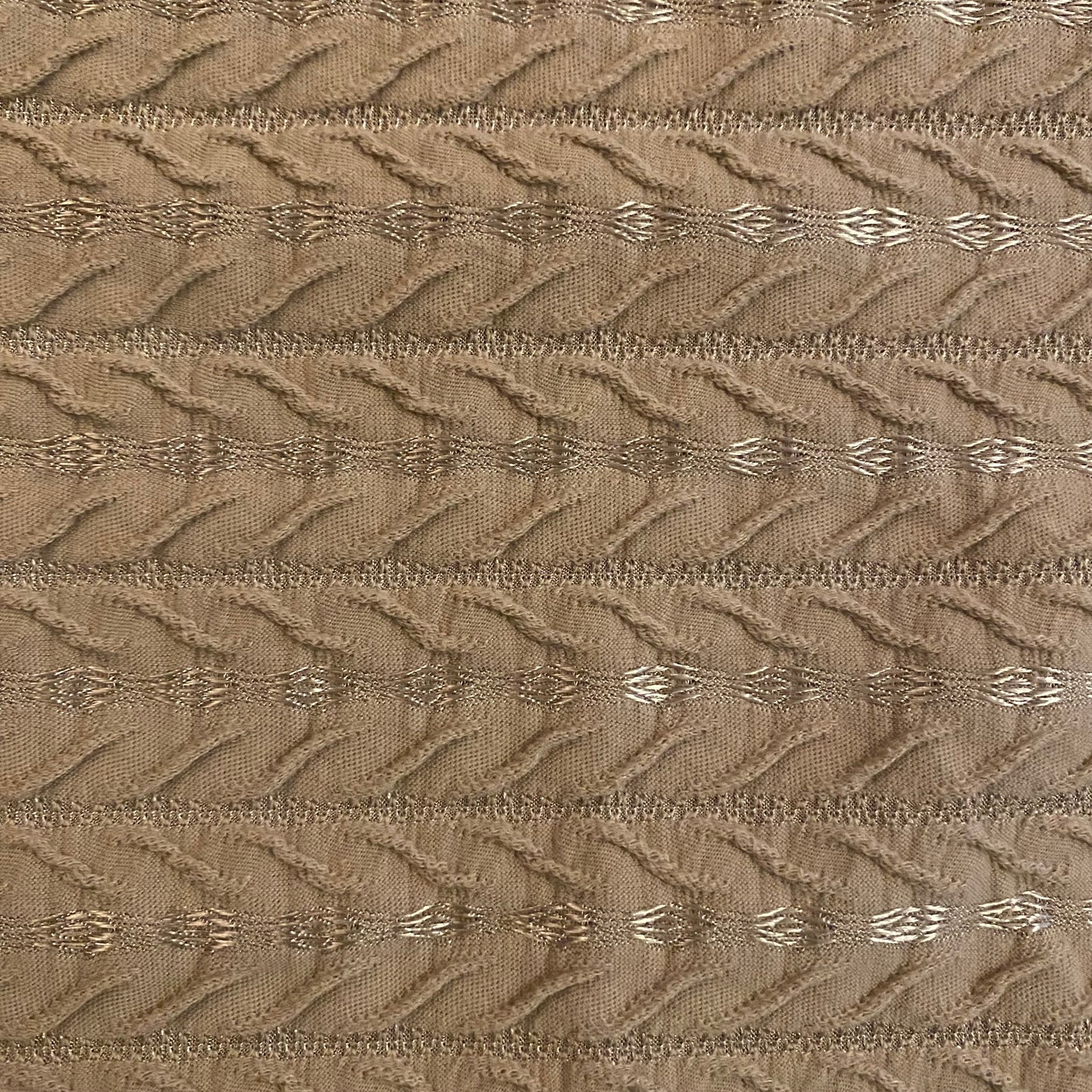 Vintage Sand and Champagne Ribbed Embroidered Short Sleeve Shirt (S)