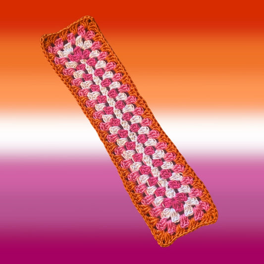 Lesbian Pride Micro-Crocheted Cotton Bookmark