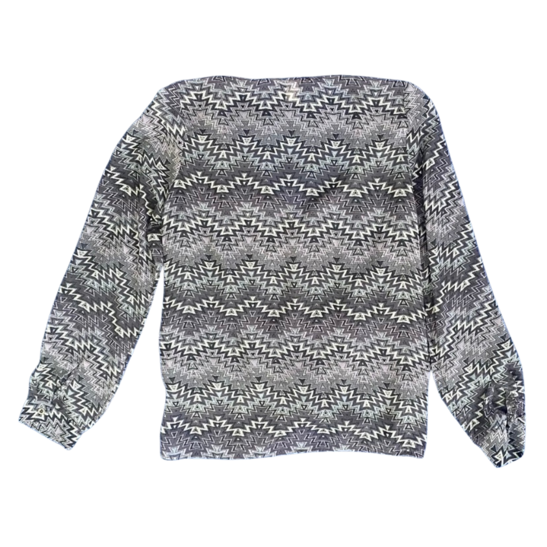 Muted Purple Chevron Gathered Front Blouse (M)