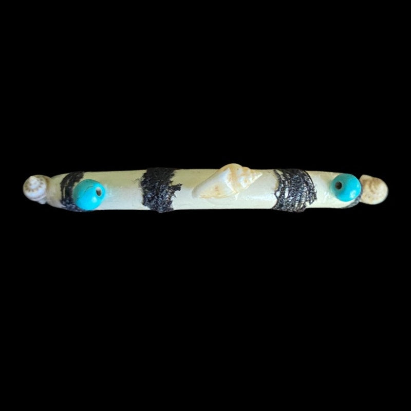 Black Lace Striped Shell & Mock Turquoise Studded Bangle