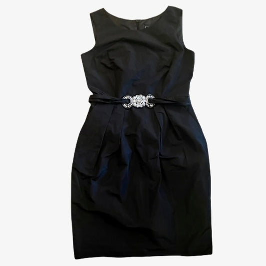New With Tags Black Cocktail Dress with Satin Sash & Pearl Buckle (8)
