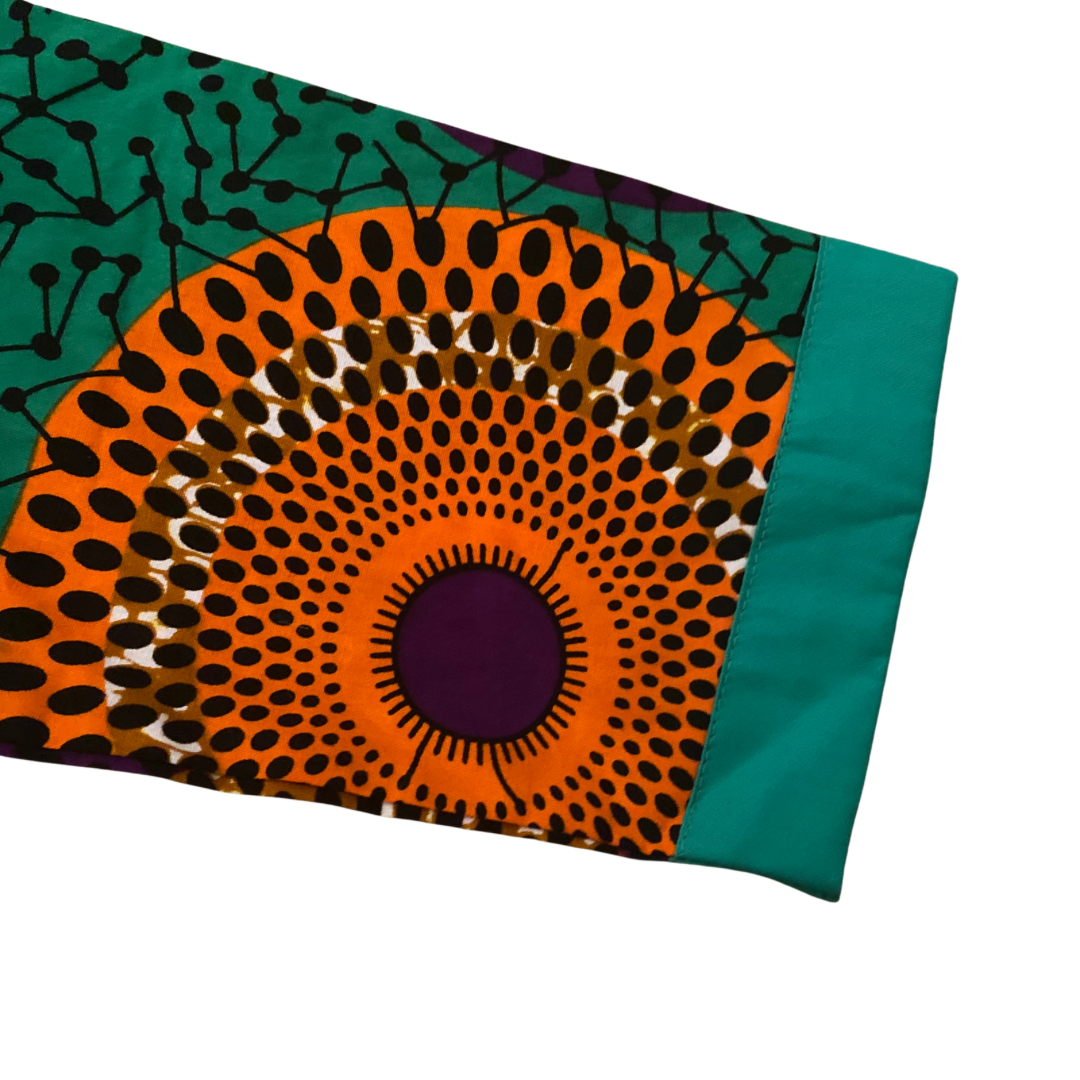 Unisex Green/Orange/Purple Ankara Print Matching Set (M)