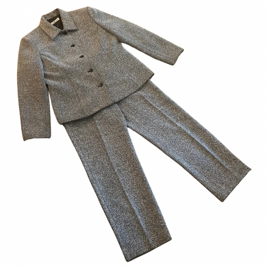 Vintage Black and White Twill Pantsuit (M)