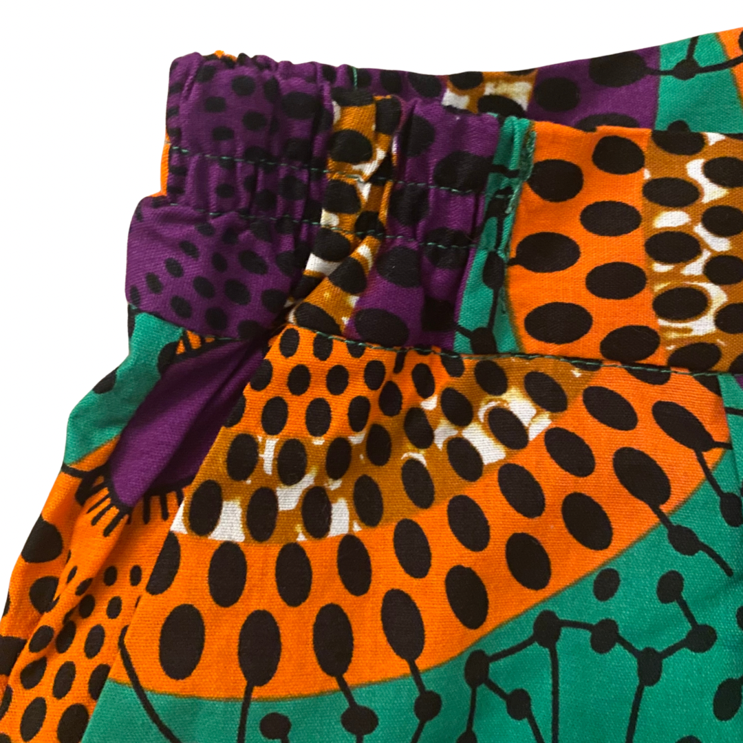 Unisex Green/Orange/Purple Ankara Print Matching Set (M)