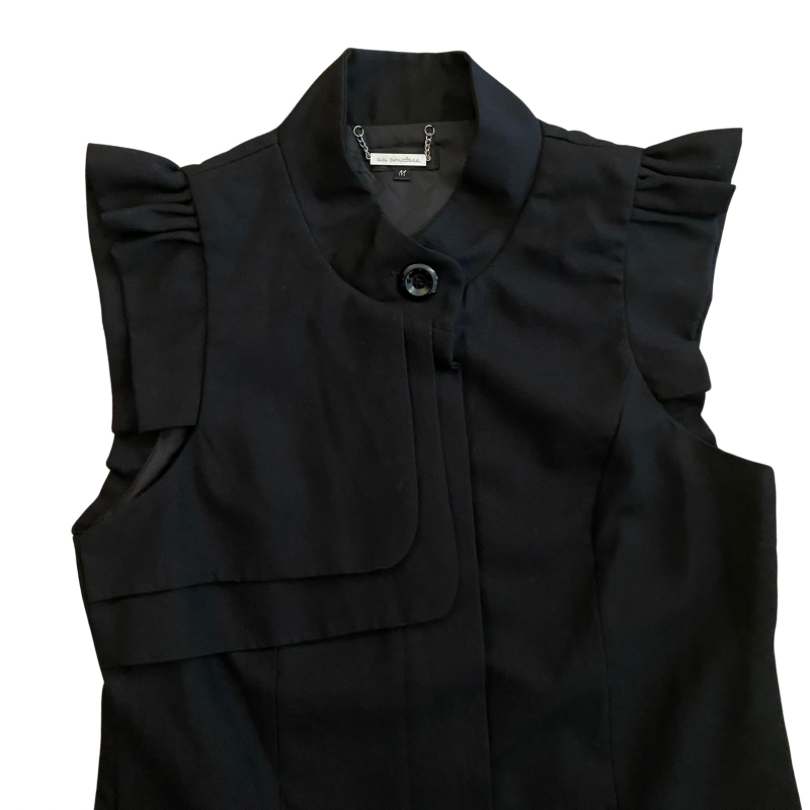 Mod Black Button-Down A-Line Dress (M)