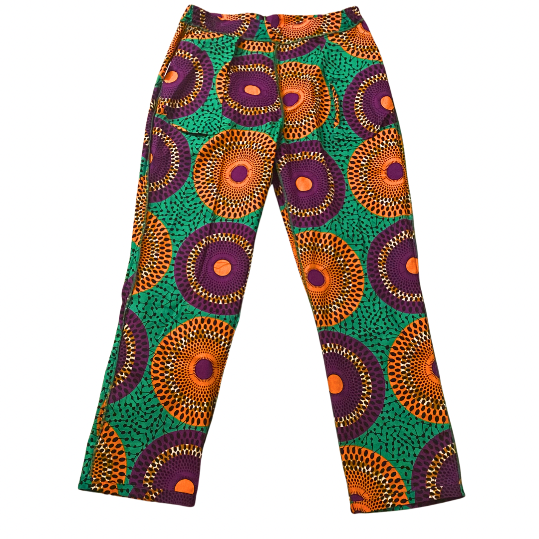 Unisex Green/Orange/Purple Ankara Print Matching Set (M)