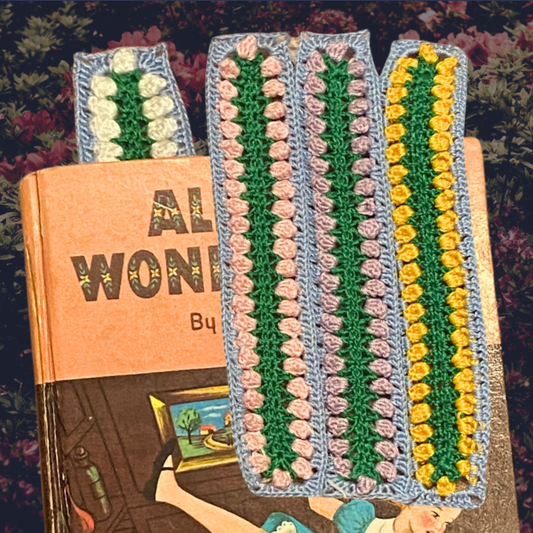 Pastel Tulip Stitch Micro-Crocheted Bookmarks | Made by Maya