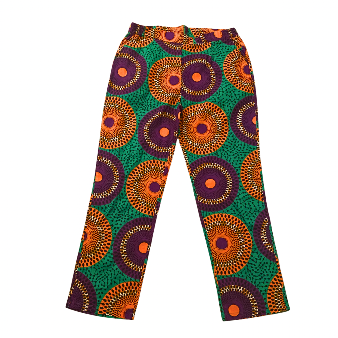 Unisex Green/Orange/Purple Ankara Print Matching Set (M)
