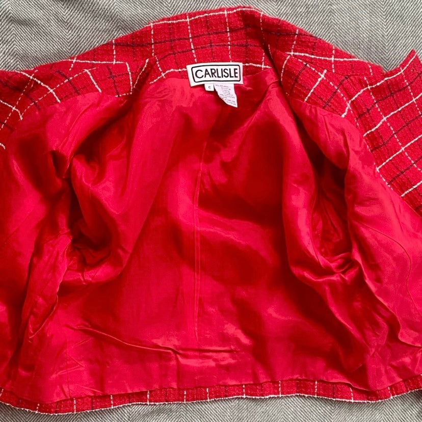 🔔 CARLISE Vintage Red Plaid Wool Jacket (6)