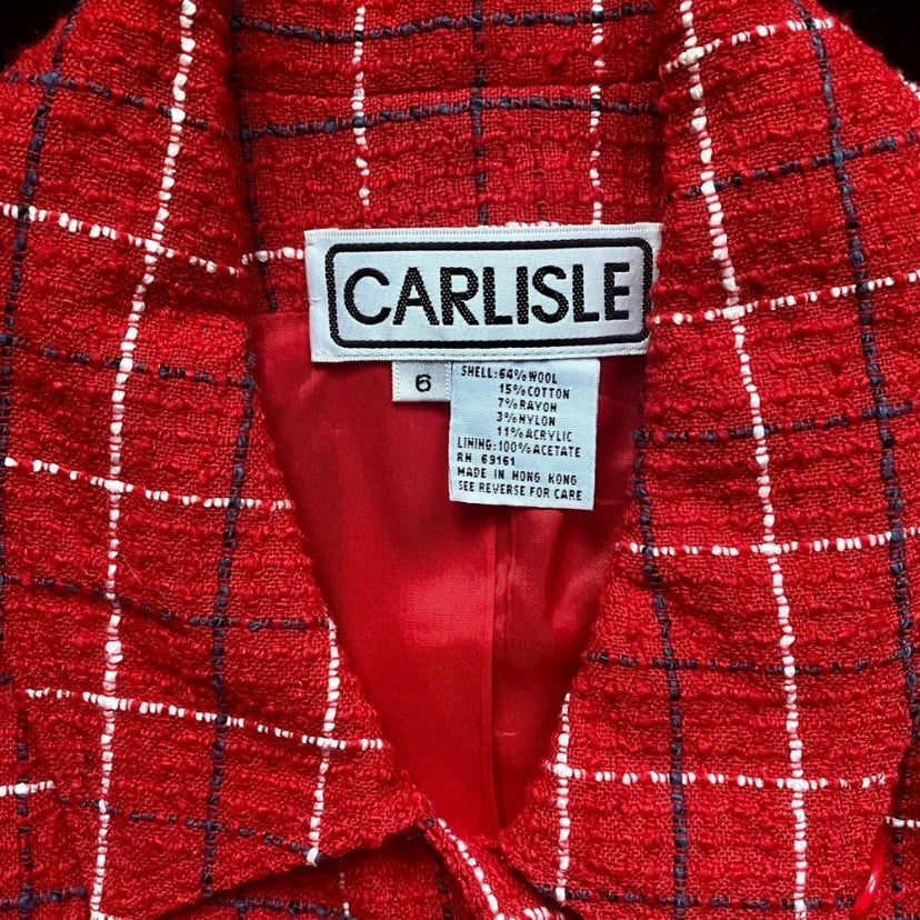 🔔 CARLISE Vintage Red Plaid Wool Jacket (6)