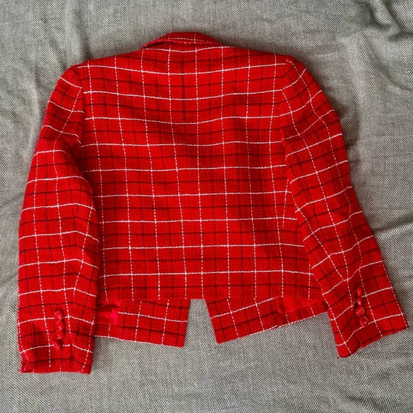🔔 CARLISE Vintage Red Plaid Wool Jacket (6)