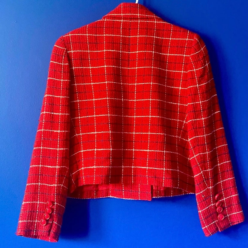 🔔 CARLISE Vintage Red Plaid Wool Jacket (6)