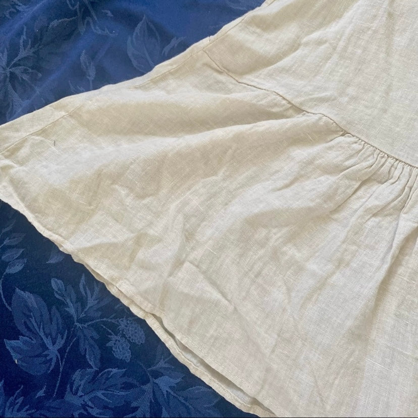 NWT Beige Allegra Masetti Lace Drop-Waist Linen Dress (L)