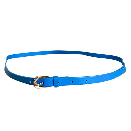 Slim Cerulean Blue Pleather Belt (16)