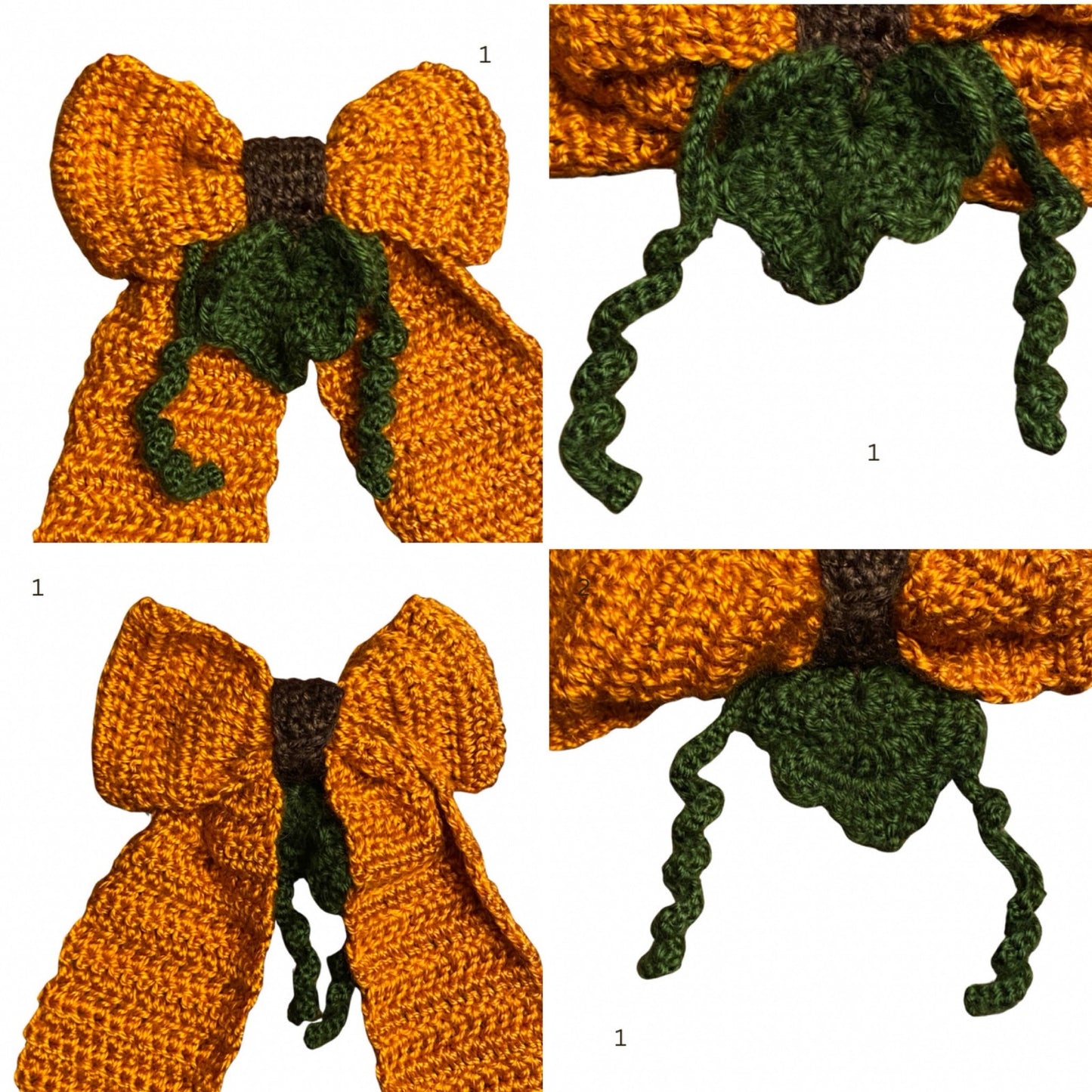 Pumpkin on the Vine Crochet Bow - Handmade Accessory with Removable Clip