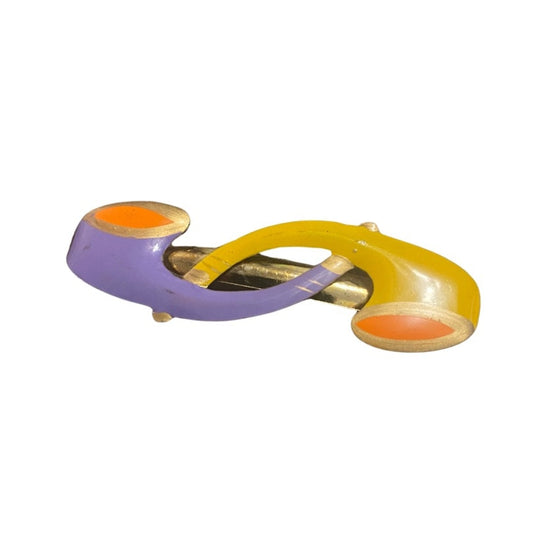 Lemon and Lavender Vintage “Peace Pipe” Enamel Tie Clip
