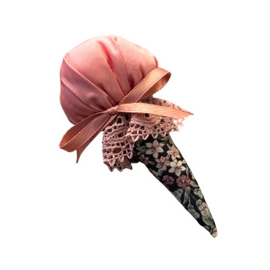 Vintage Pink and Black Floral Handmade Ice Cream Ornament