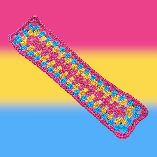 Pansexual Pride Micro-Crocheted Cotton Bookmark