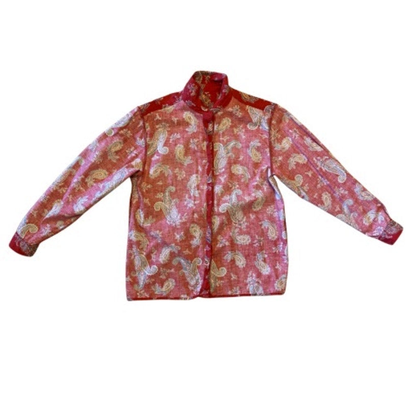 Vintage Talbots Red Paisley Cotton Button Down Shirt (Petite Medium)