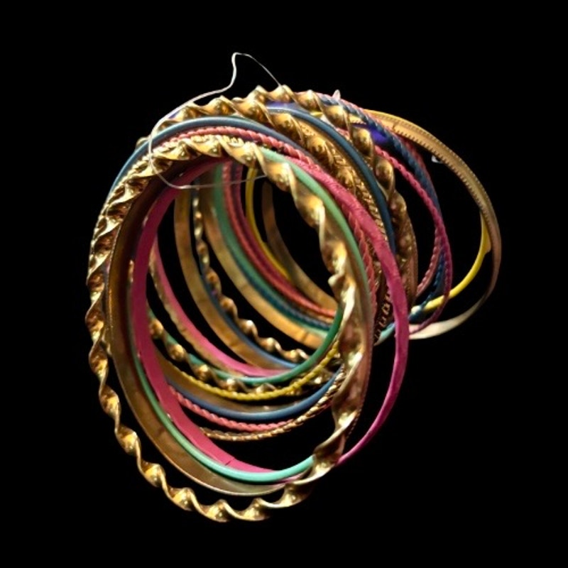 NWT Gold/ Pink/ Blue/ Turquoise Toned Metal Bangle Bracelet Set (24 Bangles)