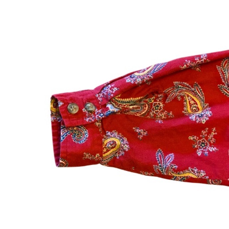 Vintage Talbots Red Paisley Cotton Button Down Shirt (Petite Medium)