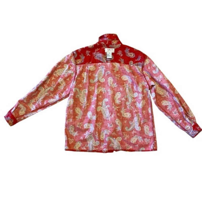 Vintage Talbots Red Paisley Cotton Button Down Shirt (Petite Medium)