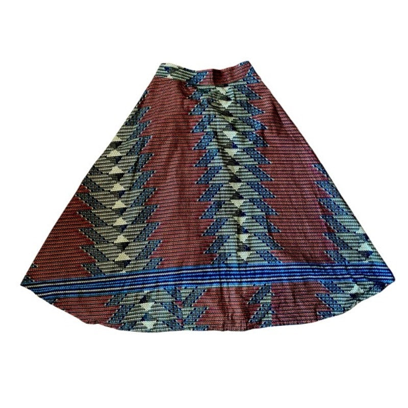 Red, Yellow, Black, and Blue Ankara Print High Side Slit Cotton Sarong Wrap Skirt (OSFM)