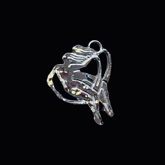 Vintage Silver Twin Crescent Moon Gemini Zodiac Pendant