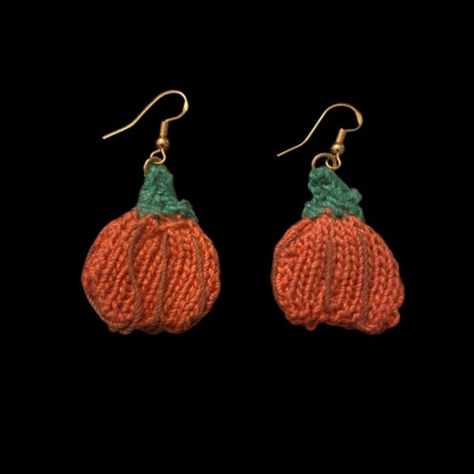 Pumpkin Patch Handknit Cotton Earrings